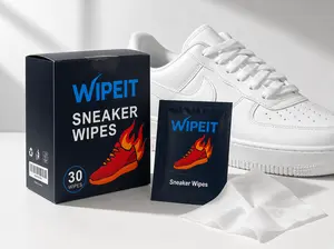 Wipeit Sneaker Cleaning Wipes, 30 Count — Portable Shoe Cleaner Wipes for Sneakers, White Shoes, Rubber Soles & Everyday Stains