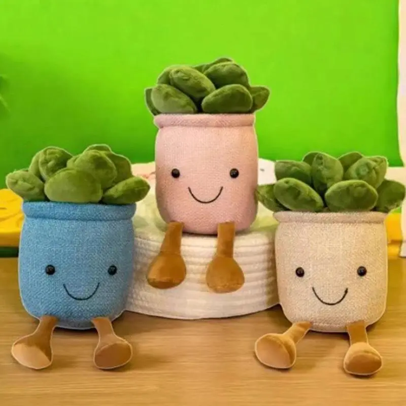 35cm Tulip Succulent Potted Plush Stuffed Toy - Soft Home Decor, Creative Flower Pillow, Stress Relief Gift for Kids' Birthdays