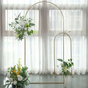 7ft Gold Metal Wedding Arch Chiara Backdrop Stand Floral Display Frame With Round Top