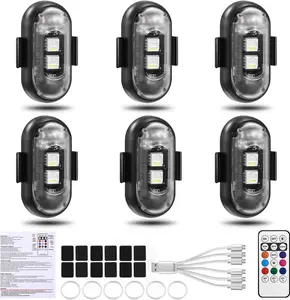 6 PCS RGB Led Aircraft Strobe Lights Motorcycle Lights LED Flash Position Wireless Light Aircraft Warning Lights