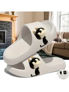 1 pair of cute cartoon cat slippers for women, summer bathing sandals, comfortable and stylish outdoor wear, versatile and fashionable
