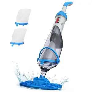 Pool Vacuum for Above Ground Pool with a Telescopic Pole, Running time up to 1H, Handheld Rechargeable Pool Cleaner with Powerful Suction up to 18.5 gallons/min, Ideal for Leaves, Debris