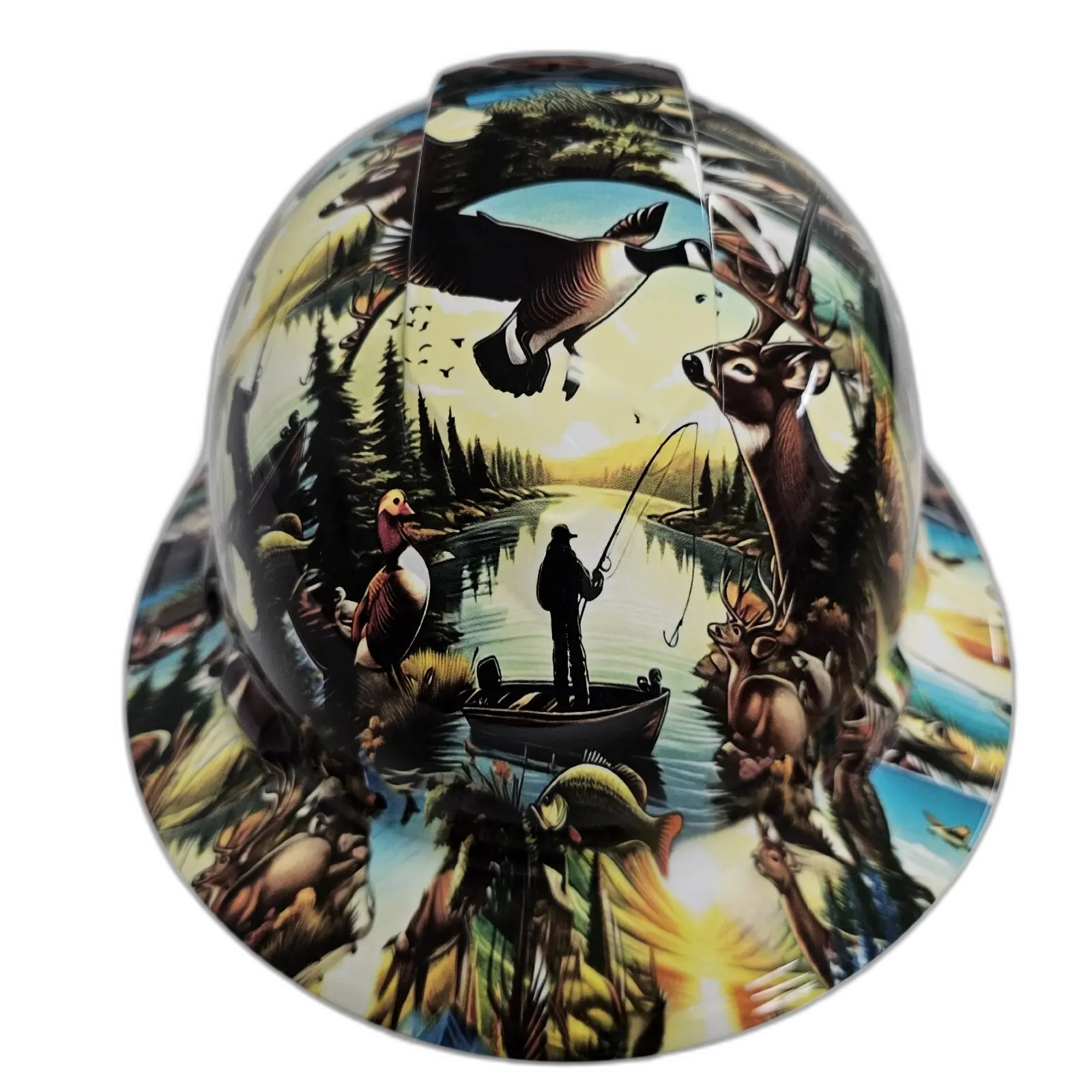 Fishing Hunting Deer & Duck - Custom Hydro Dipped Full Brim Hard Hat