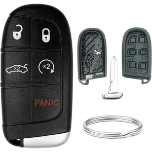 New Upgrade Replacement for Jeep Key Fob Shell Cover fits for Jeep Grand Cherokee Compass Dodge Dart Durango Journey Chrysler 300 Keyless Entry Key Fob Case (CAR Black)