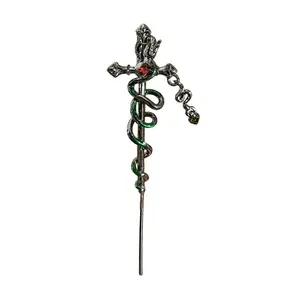 Cross Shaped Earrings with Green Snake Wrapped for Parties Gatherings