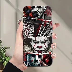 Horror Stylish Phone Case Featuring a Scary Clown Mask Design, Made of Matte Texture, Suitable for Iphone 17 17Air 16, 15, 14, 13, 12, 11 Pro Max/ Pro/ Plus, Offering Drop Protection with a Transparent Soft Back Cover.