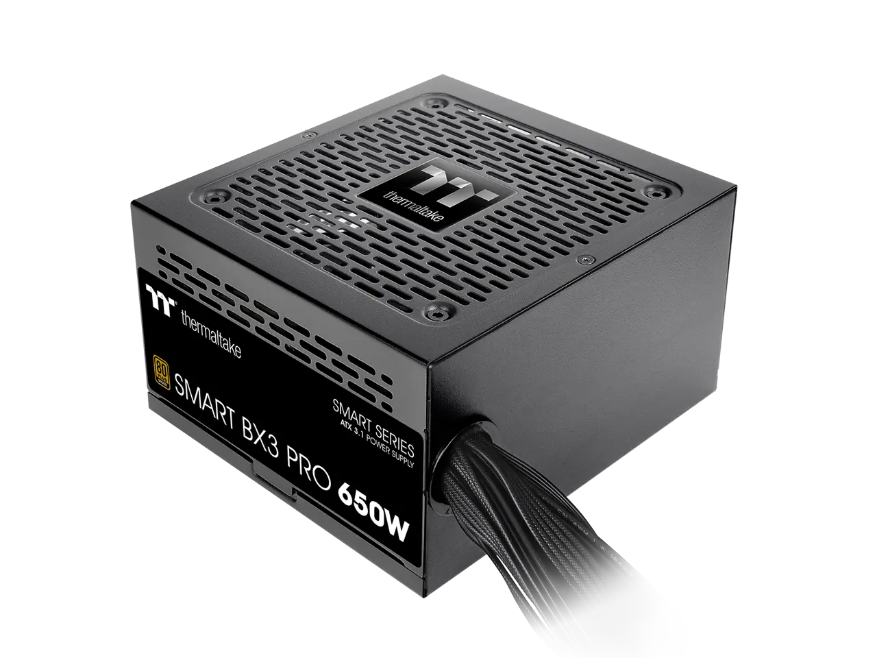 Thermaltake Smart BX3 Pro 650W; ATX 3.1; Native PCIe 5.1 12V-2X6; Non-Modular; Etched Flat Cables; Dual-Color H++ Connectors; 105°C Main Capacitor; 80 Plus Bronze Certified; Black; PS-SPD-0650NNFABU-7