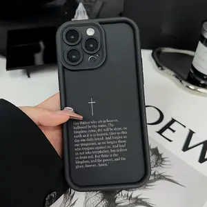 Phone Case Suitable for Iphone 11/12/13/14/15/16/17 Pro Promax Plus Air,Prayer Cross Verse Full Coverage Enhanced Lens Protection Rugged Durable Shell for Boy
