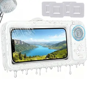Bathroom shower waterproof phone holder Bluetooth speaker 360°Rotation touch screen mobile phone box watch movie listening music
