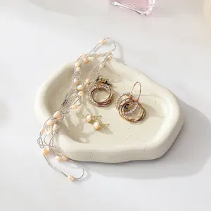 1 piece, irregular ceramic tray, fruit cake and dessert tray, jewelry plate, earring, necklace and ring storage plate, desktop display plate, party decoration, sauce plate, Ceramic Dish