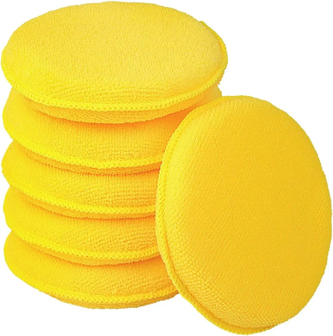 5" Microfiber Car Wax Applicator Pads, 6-Pack Yellow Buffing & Fine Polishing Foam Pads for Car Cleaning & Maintenance