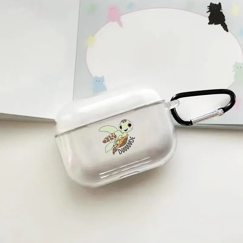 Cute Turtle Pattern Clear Earphone Case with Keychain, TPU Earphone Protective Cover, Earphone Accessories Compatible with AirPods 1/2/3/Pro