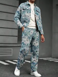 Men's Jacquard Shirt Pants Set, Spring Summer Family Gathering, Casual Daily Wear, Comfortable Fabric, Stylish Design