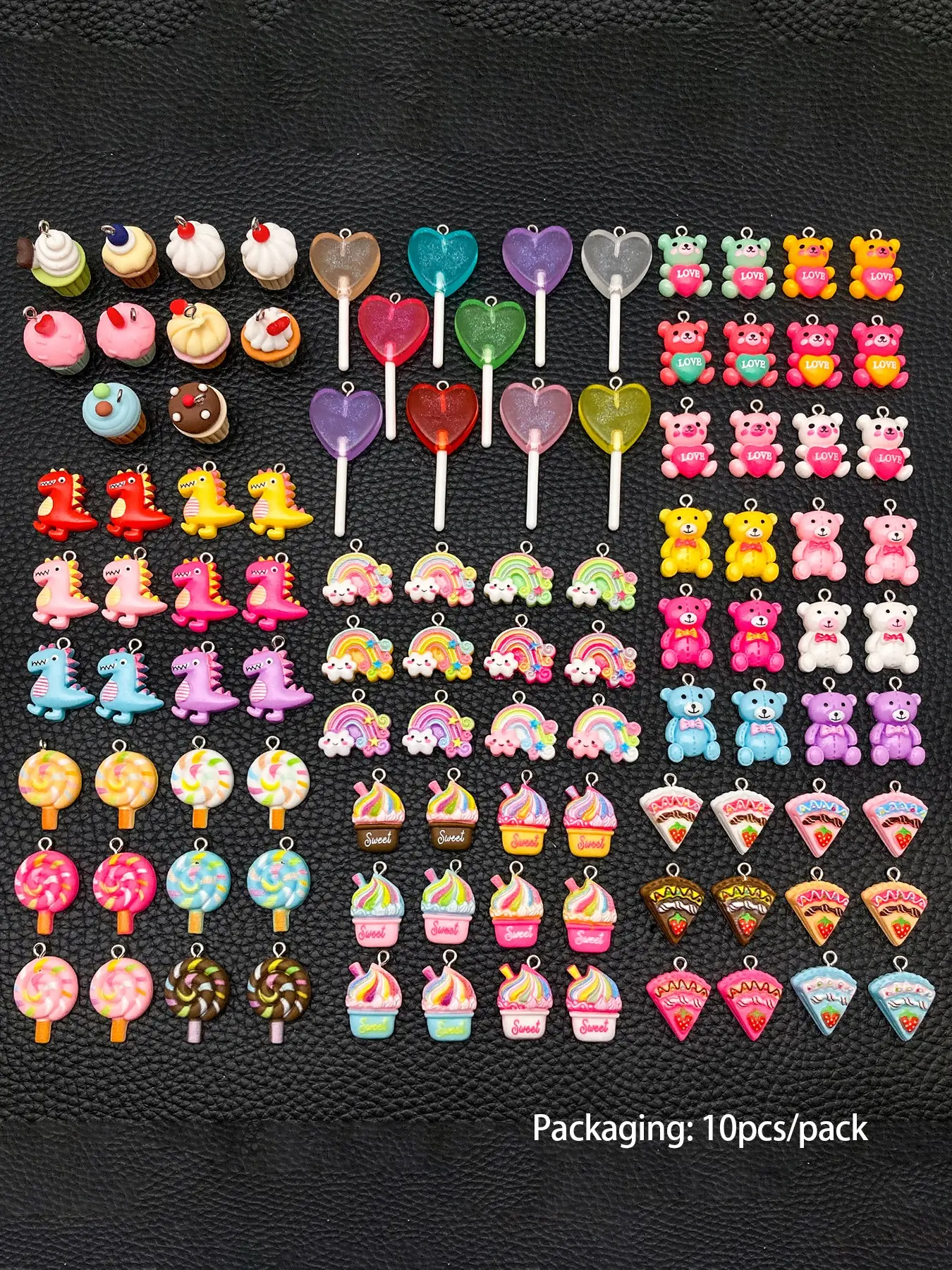 1pack Cute Resin Heart Bear Lollipop Cake Rainbow Pendants, Kawaii Style DIY Jewelry Making Supplies, Beads And Accessories, Art Charms, Charms For Crafts, DIY Beading Accessories, Diy Craft Embellishments