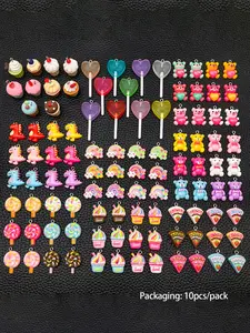 1pack Cute Resin Heart Bear Lollipop Cake Rainbow Pendants, Kawaii Style DIY Jewelry Making Supplies, Beads And Accessories, Necklace Bracelet Earring Accessories, Art Charms, Charm Accessory, DIY Beading Accessories, Diy Craft Embellishments