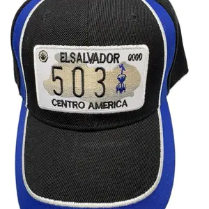 Gorra/cachucha El Salvador 503 Centro America Black and Blue Hat with License Plate Design