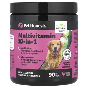 Pet Honesty Multivitamin 10-in-1, For Adult Dogs, Chicken, 90 Soft Chews, 9.5 oz (270 g)