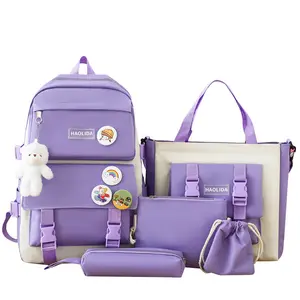 XIYUER New 2025 Ins Style Harajuku Backpack 4-Piece Set - Large Capacity  for Middle & High School Girls, Outdoor Travel Bag