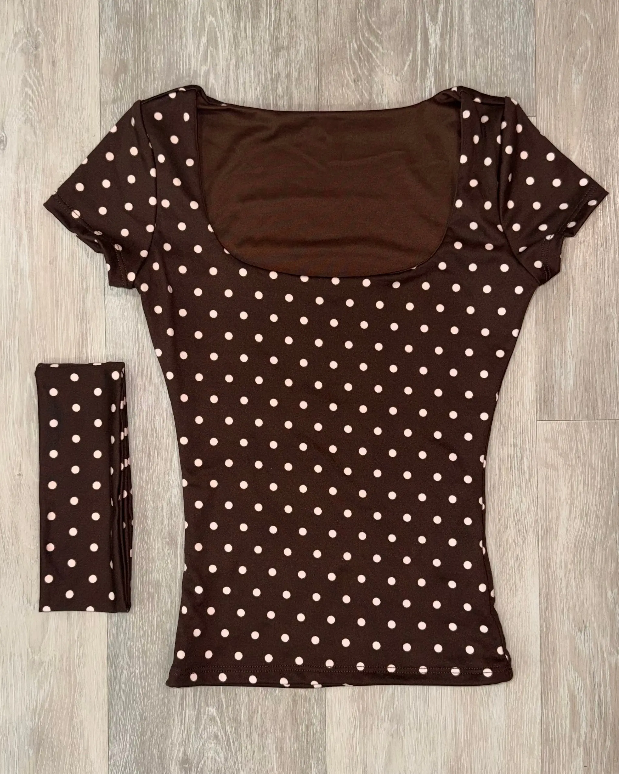 Karina Top w Headband (Brown/Pink Dot)