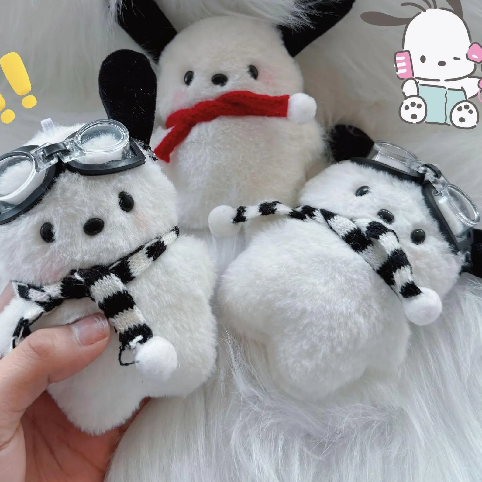 Blush Puppy Keychain, Cuddly Stuffed Animal with a Cartoon Look, Soft Plush Doll Bag Pendant Fashion Accessory with Red Scarf, Soft Stuffed Doll, Kawaii Stuffed Animals