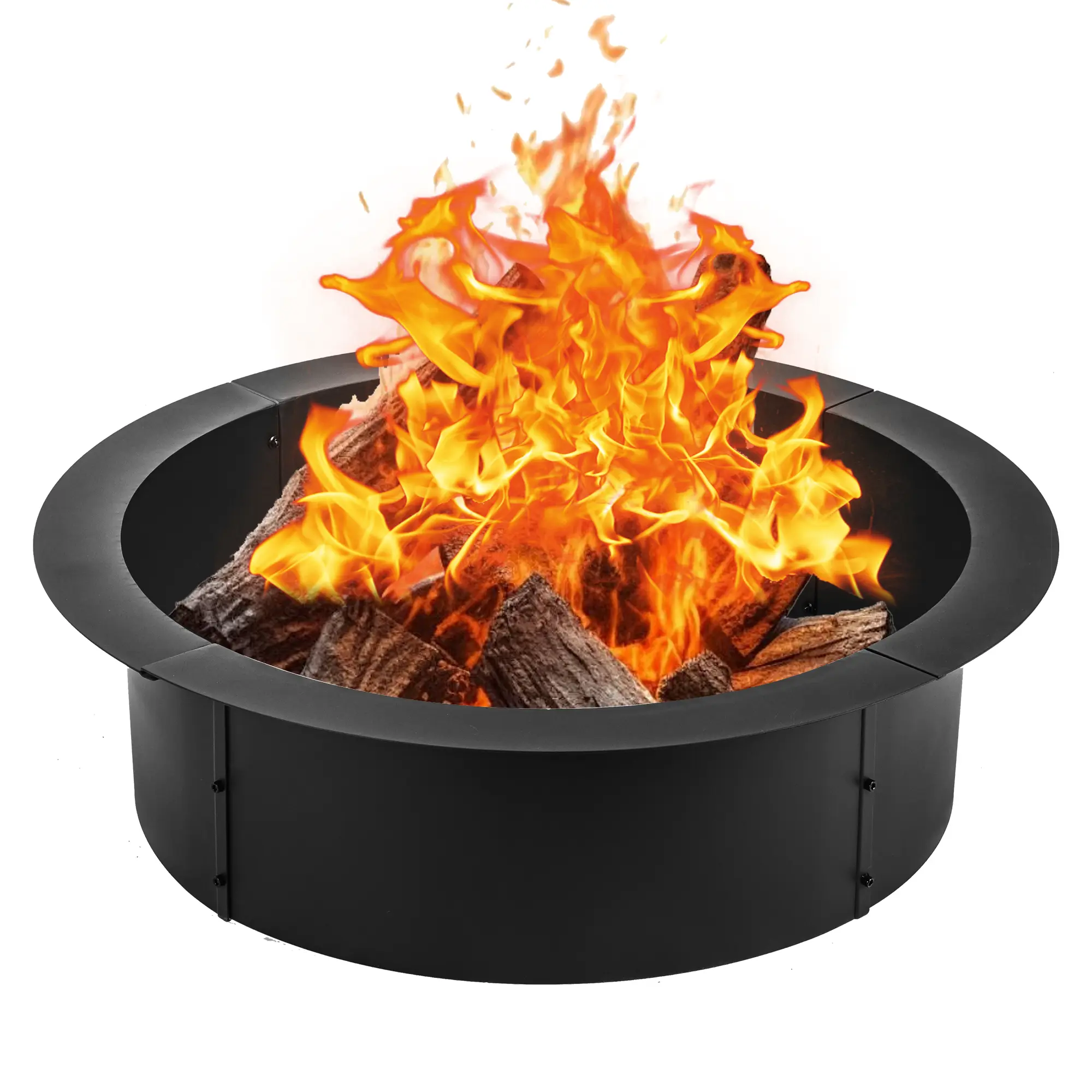 36"Heavy Duty Solid Steel Fire Pit Ring for Wooden Burning, Campfire Ring Insert, Metal Bonfire Ring Above Ground for Patio, Garden, Grill, Camping.