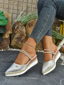 Women's Wedge Sandals, Two-Way Espadrilles, Slip-On Slippers, Closed Strap Design, Flat Sole Summer Shoes, Casual Style, Fashionable Espadrilles Sandals