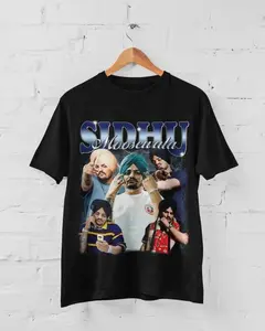 Sidhu Moosewala Graphic T-Shirt, Punjabi Bollywood Tee, Soft Cotton Crewneck For Men, Indian Music Fans Casual Style Classic Menswear Top Breathable, clothing, Unisex Gift