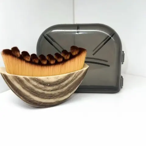 Lymphatic Drainage Facial Brush with Handle & Storage Box - Ergonomic Plastic Skincare Tool, Curved Shape Dense Soft Bristles, Pore Control, Facial Slimming, Brown Gua Sha, Firming/Lifting, Rinse Clean Self Care Finds At-Home Routine Tool