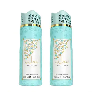 2pc Andaleeb Perfumed Deodorant Spray 200ml 6.67 fl oz Long Lasting Freshness All Day Body Spray for All Seasons