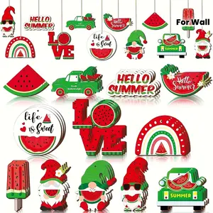 12-Piece Wooden Dwarf Hanging Decorations, Hawaiian Theme Party Supplies, Vintage Beach Christmas Graduation Spring Decoration