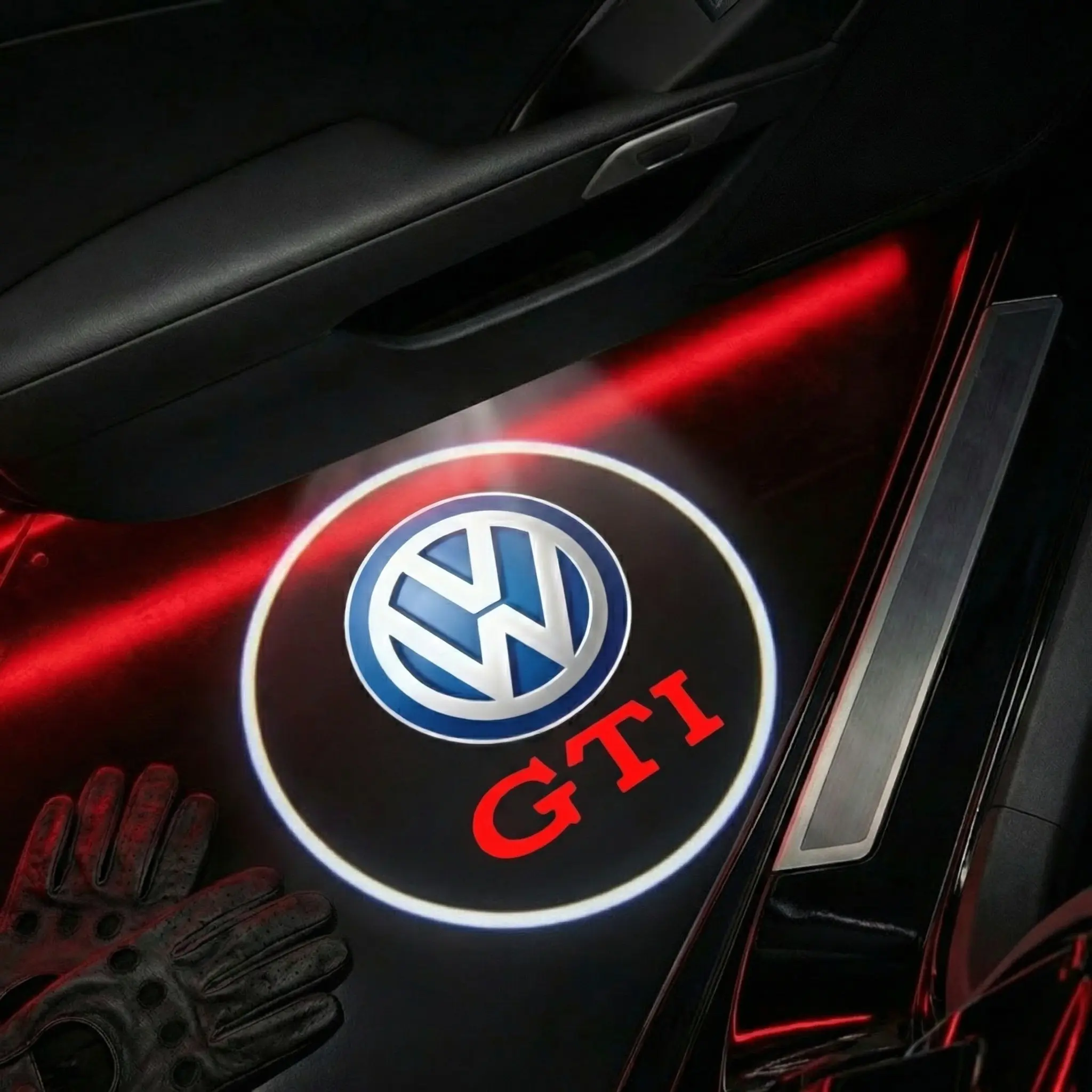 Volkswagen Gti Carbon Fiber Welcome Lights Set, Car Door Projection Lamp, Laser Light, Custom Decorative Floor Lamp, Car Light Embellishments, Car Door Projector Lights, Car Lighting Accessories (batteries Not Included)