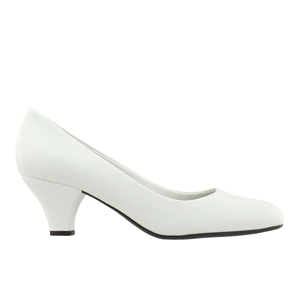 Easy Street Womens Fabulous Round Toe Pumps Dress Casual Mid Heel 2-3" - White