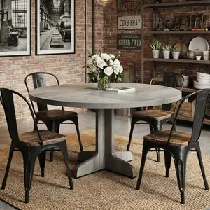 Garvee 47" Round Farmhouse Dining Table for 4-6 with Sturdy Wooden Base, Ideal for Dining Room, Kitchen, Apartment, or Living Room, Available in Gray, Black, Brown, and Walnut Finishes