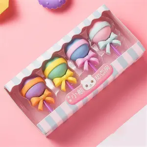 4pcs Dessert Series Erasers, Lollipop, Egg Roll, Ice Cream Cute Cartoon Erasers, Perfect Gift for Learning, Party, Adorable Erasers, Writing Tools, Stationery Office Supplies