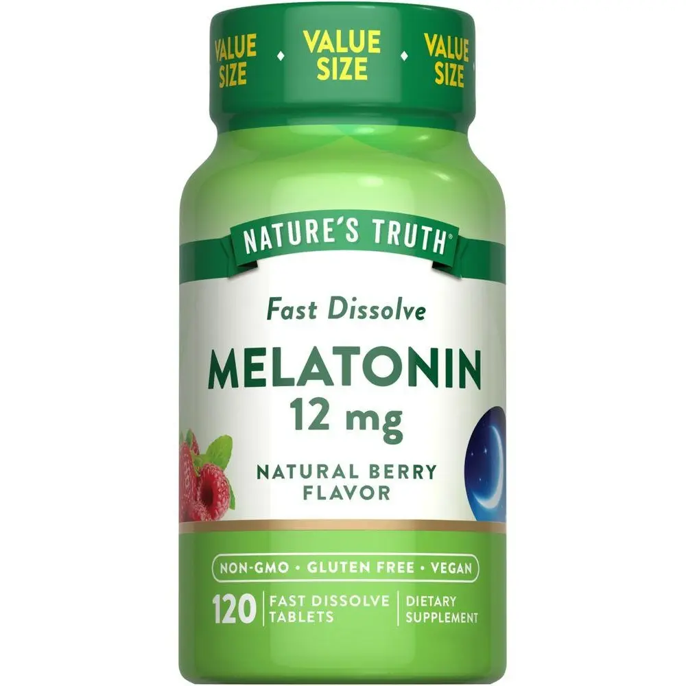Nature's Truth Melatonin 12 mg - 120 Fast Dissolve Tablets - Natural Berry Flavor - Maximum Strength for Sleep