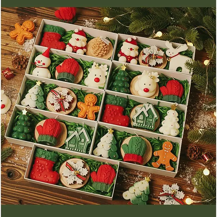 Christmas handmade scented candles gift box, scented candles holiday gifts for friends and family, Christmas decoration Shatterproof Gingerbread Man Ornaments Set flame  2  co festive style christmas thoughtful