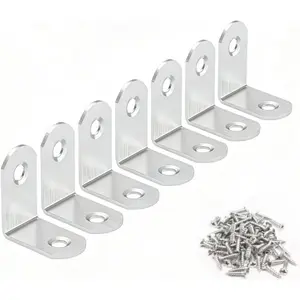 Stainless Steel Corner Brace, 20-Pack 90  Right L-Shaped Metal Corner Connector Joint Plate, Heavy Duty for Furniture, Shelf, Cabinet, DIY Woodworking Projects with 60 count Screws 1.2x1.2x0.6in
