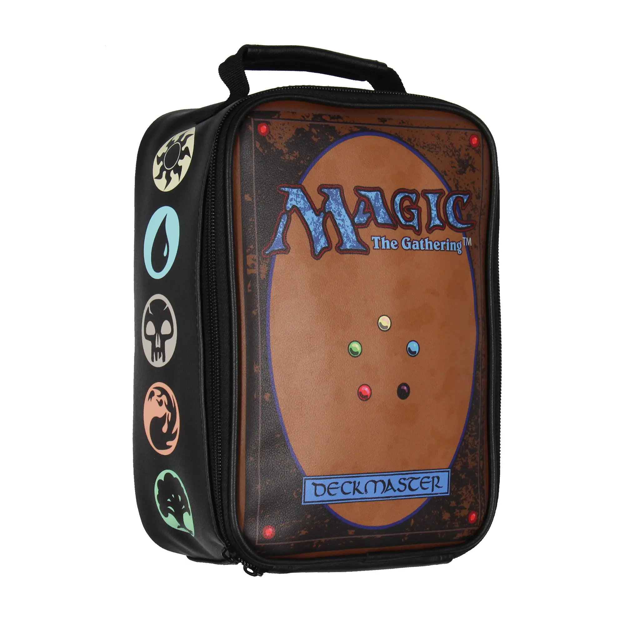 Magic: The Gathering Deckmaster Durable Lunch Bag Tote - 10" x 8" x 4" Insulated, Full Zipper, Carrying Handle, Bold Artwork, Solid Print Zip Around Functional Bag