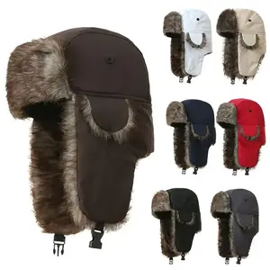 Winter Trapper Hat with Ear Flaps - Warm Windproof Faux Fur Cold Weather Hat for Men & Women, Waterproof Ski Snow Hat