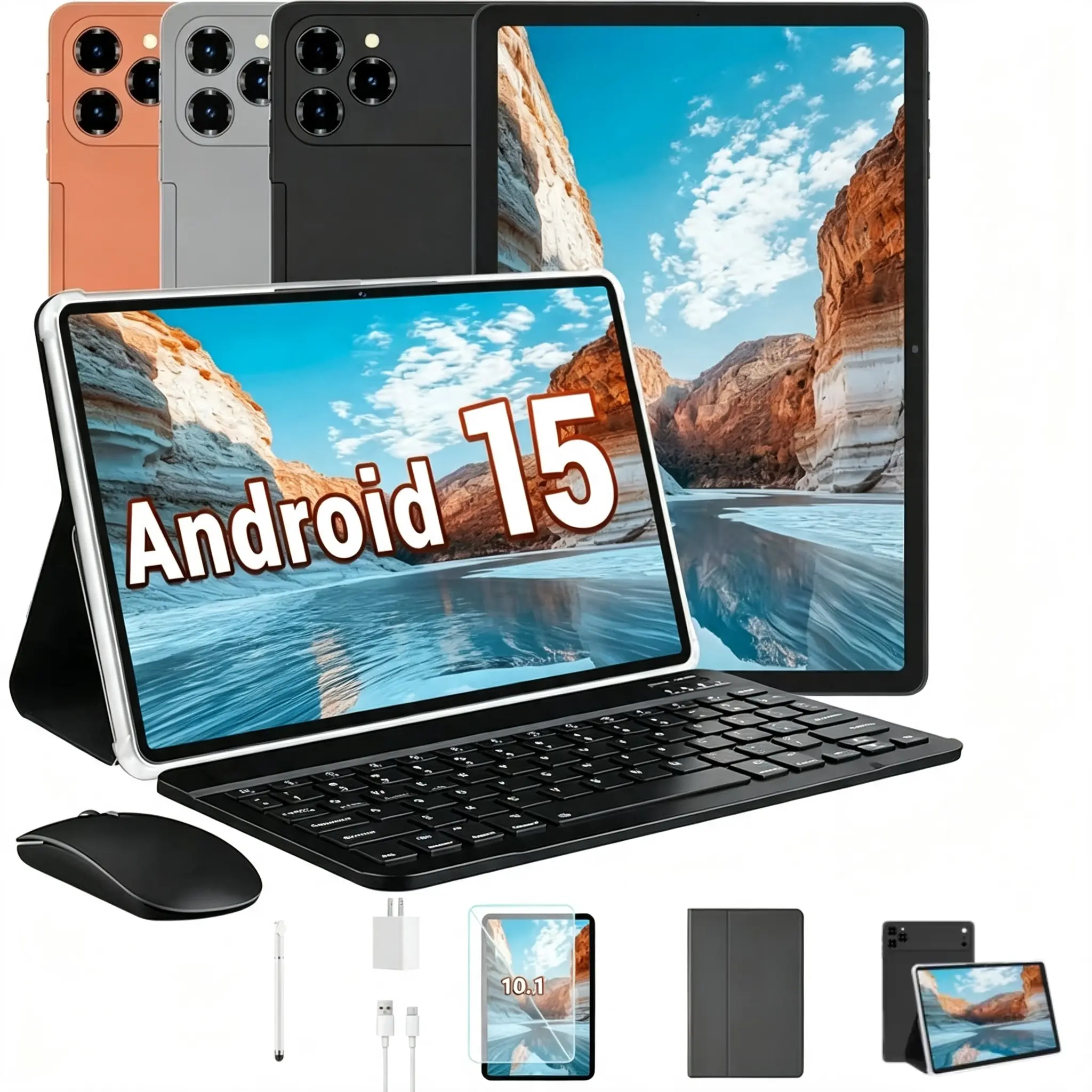 W&O 2026 New 11” / 10.1“ Android 15 5G Tablet | 8GB RAM / 12GB RAM 256GB ROM | 2-in-1 w/ Keyboard, Mouse & Stylus | Xmas Gift