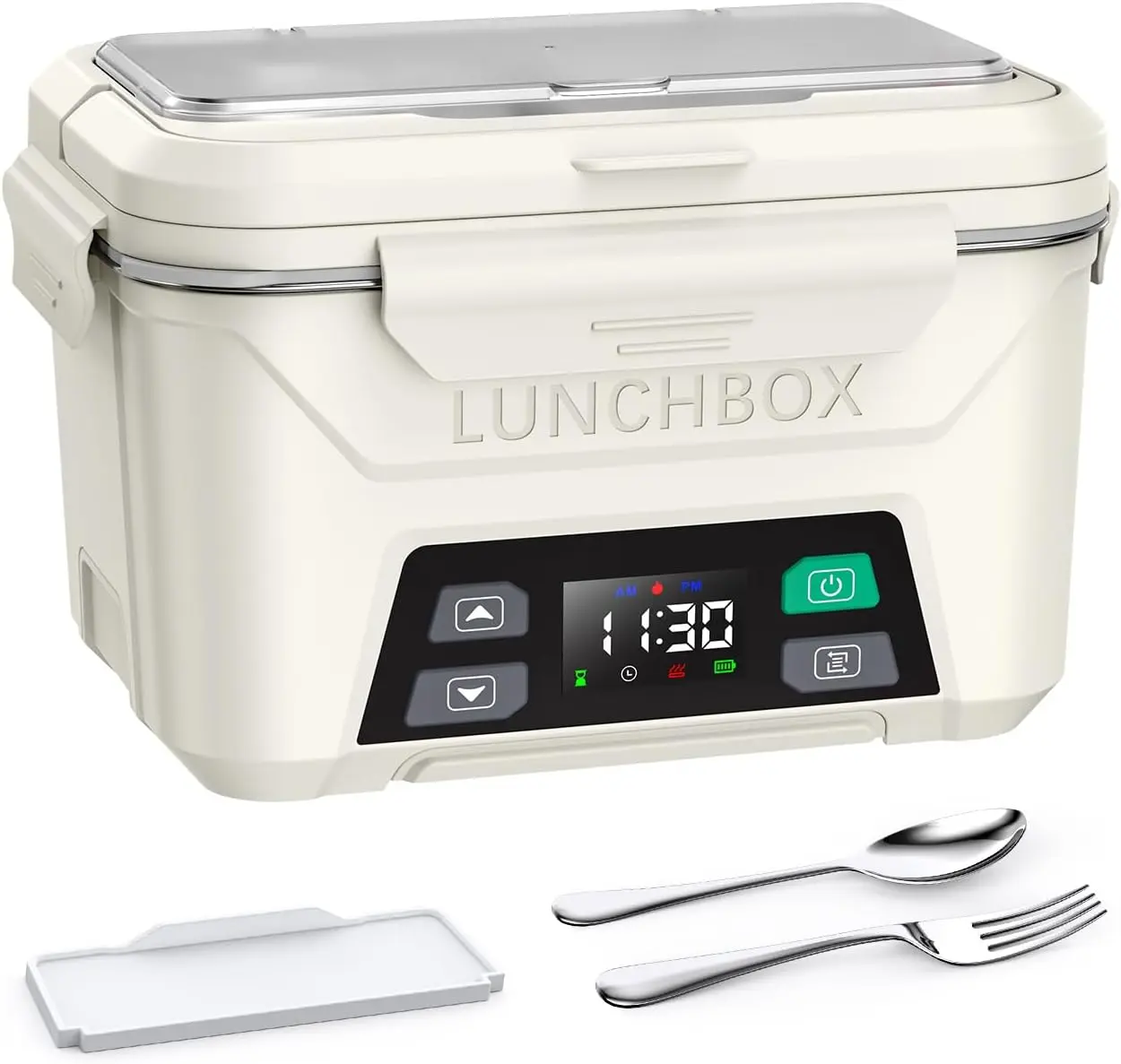 Docusvect Cordless Electric Lunch Box, Heated Lunch Box  with Timer | Self Heating Lunch box with Automatic Heating, 5.5 Cups Portable Food Warmer with Removable Tray Divider & Insulated Bag