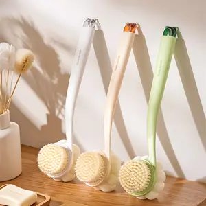 3-in-1 Soft-Bristle Long-Handled Double-Sided Bath Brush: A versatile three-in-one bath brush, Body Scrubber, for back scrubbing, body washing, and foot scrubbing, suitable for body cleansing and exfoliation, Body Exfoliating
