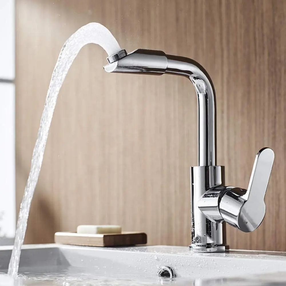 Bathroom faucet, swivel hot and cold water faucet, double hot and cold water faucet for kitchen, silver, Bathroom Sink Faucet, Stainless Steel Faucet