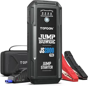 TOPDON  JS2000 Pro Car Battery Jump Starter, 2000A Peak Battery Jump Starter for Up to 8L Gas/6L Diesel Engines, 12V Portable Battery Booster Jump Starter Pack with Jumper Cables and EVA Protection Case