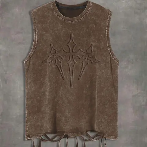Men's Graphic Print Tank Top, Casual Street Sleeveless Round Neck Top for Summer, Men's Clothes for Daily Wear, Sleeveless Tank Tops, Cotton, Breathable tank top, Streetwear Tank Top