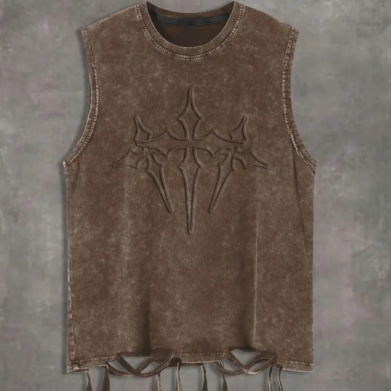 Men's Graphic Print Tank Top, Casual Street Sleeveless Round Neck Top for Summer, Men's Clothes for Daily Wear, Sleeveless Tank Tops, Cotton, Breathable tank top, Streetwear Tank Top