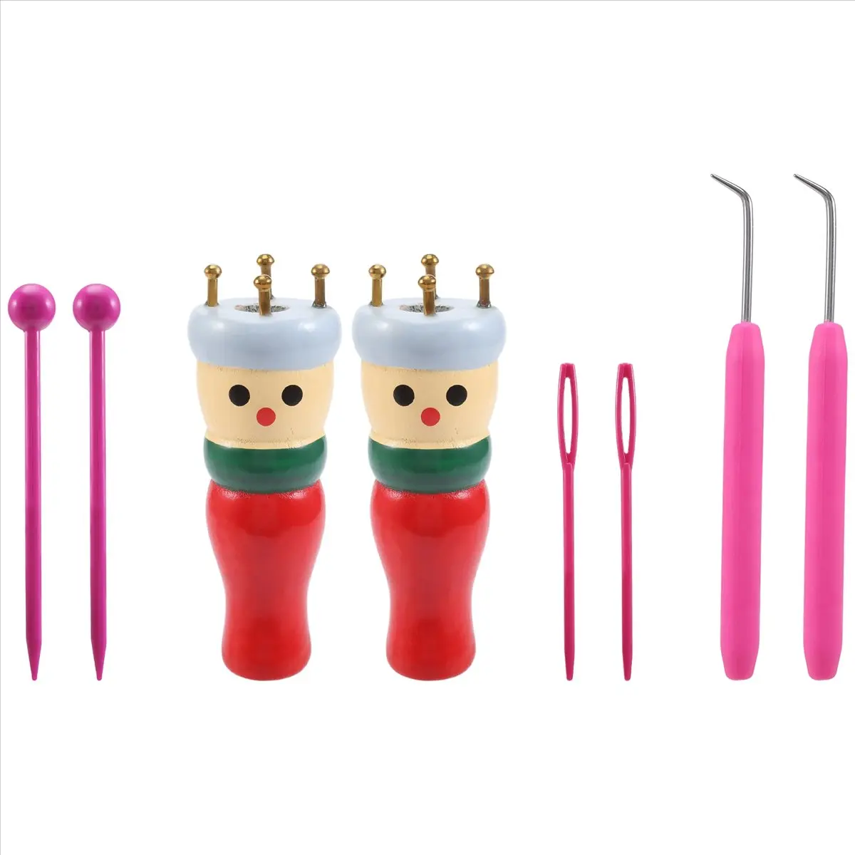 French Knitter Tool 2 Pack, Wooden Knitting Dolly Set Spool Knitting Doll Knitting Loom Toy for Making Bracelets, Etc