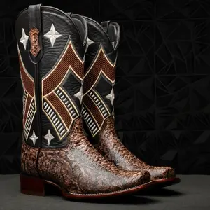 Brown Python Leather Boots - Cutter Toe