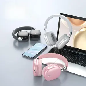 Pocket Store gifts Plan for Partner,Pink Wireless Bluetooth headphones with high-resolution audio, foldable and lightweight design, deep bass, long-lasting earphones, immersive bass, USB-C charging port, HiFi stereo, for work, gaming, sports