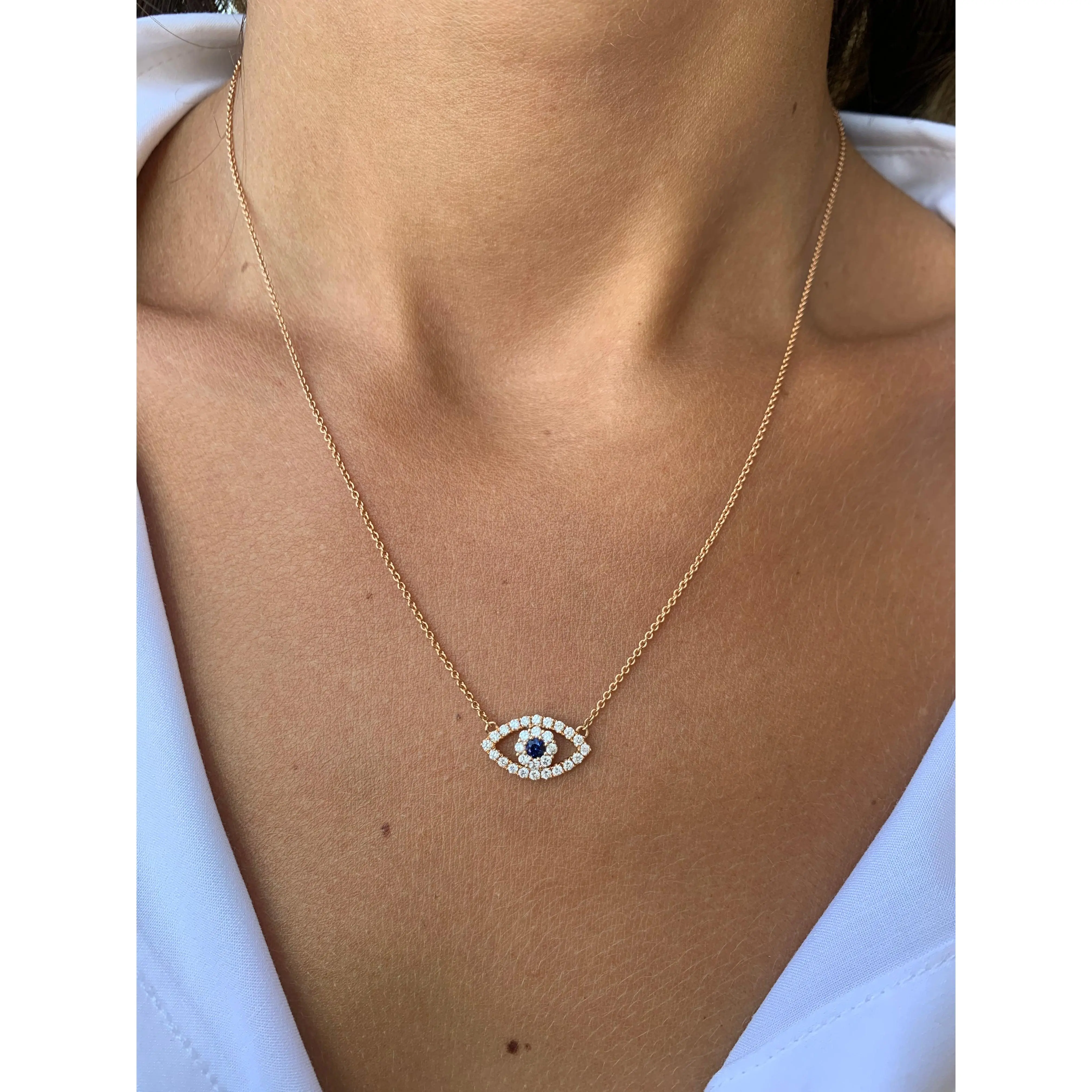 14K Gold Evil Eye Diamond Pendant
